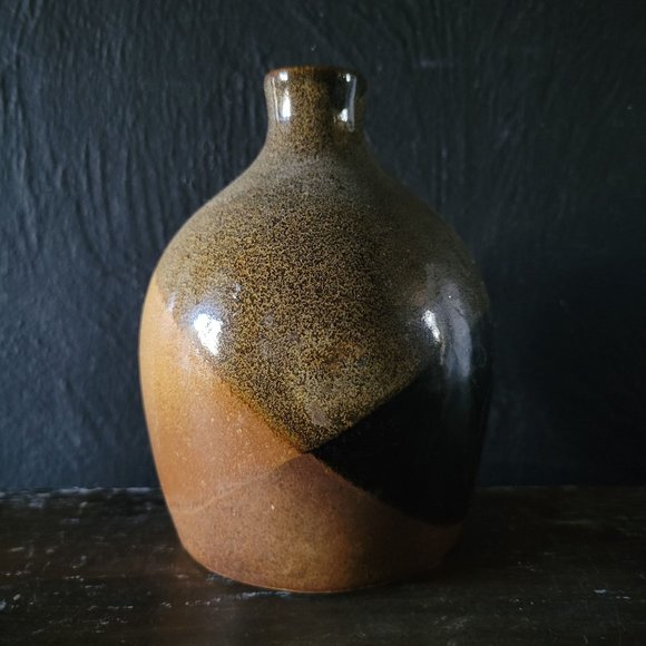 Vintage Mid Century Pottery Craft USA Stoneware Glaze Dipped Brown Bud Vase - Picture 3 of 7